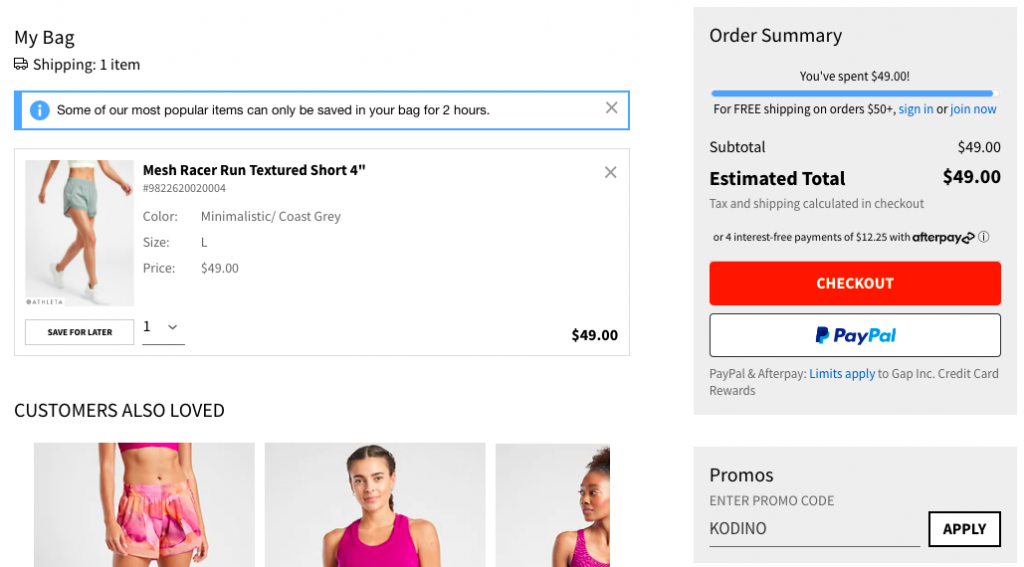 How to use Athleta discount code