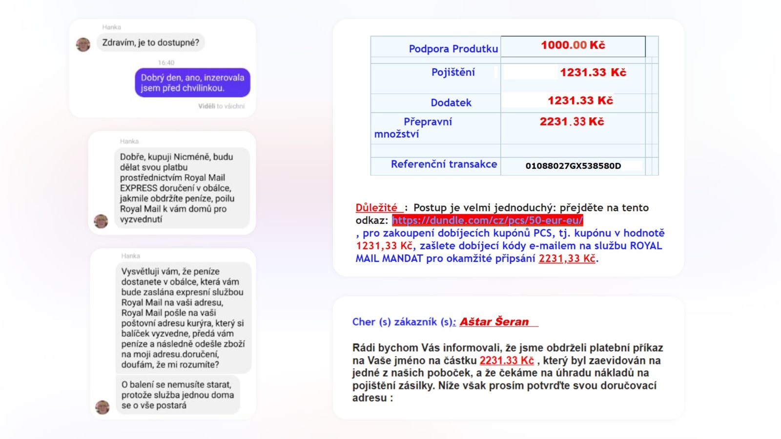 Podvody na Facebook Marketplace: Platba pojištění přes Royal Mail Express